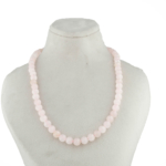 Pembe Kuvars Doğal Taş Gümüş (Gerdanlık) Kolye (6mm) - Görsel 2