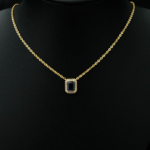 Safir Doğal Taş 925 Ayar Gümüş Gold Kolye - Görsel 5