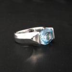 Orijinal Blue Topaz Taşı 925 Ayar Gümüş Tasarımlı Unisex Yüzük - Görsel 3