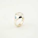 Orijinal Ay Taşı ve Blue Topaz Taşı 925 Ayar Gümüş Tasarım Yüzük - Görsel 2