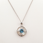 Orijinal Blue Topaz, Sedef ve Swarovski Taşı 925 Ayar Gümüş Tasarımlı Kadın Kolye - Görsel 3