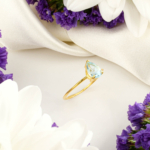 Blue Topaz Taşı 925 Ayar Gümüş Gold Kaplama Bayan Yüzük