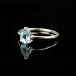 Blue Topaz Taşı 925 Ayar Gümüş Bayan Yüzük - Görsel 3