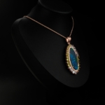 Özel VİP Kalite Bodrial Opal, Zebercet ve Blue Topaz Taşı 925 Ayar Gümüş Rose Kolye - Görsel 6