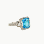 Swiss Blue Topaz Taşı 925 Ayar Gümüş Tasarım Kadın Yüzük - Görsel 4
