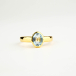 Blue Topaz Taşı 925 Ayar Gümüş Tasarımlı Gold Kaplama Bayan Yüzük - Görsel 4