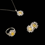 Sarı Safir Taşı 925 Ayar Gümüş Set - Görsel 2