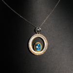 Orijinal Topaz, Sedef ve Swarovski Taşı 925 Ayar Gümüş Tasarımlı Kadın Kolye - Görsel 2
