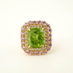 Özel Tasarım Zebercet, Pembe Mozanite (Laboruvar İşlemli) ve Swarovski Taşı 925 Ayar Gümüş Tasarım Gold Kadın Yüzük - Görsel 3