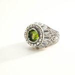 Orijinal Zebercet (Peridot) Taşı 925 Ayar Gümüş Tasarımlı El İşçiliği Erkek Yüzük - Görsel 5
