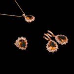 Zültanit Taşlı 925 Ayar Gümüş Rose Kaplama Bayan Set - Görsel 2