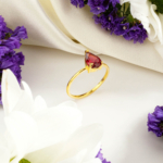 Garnet (Lal) Taşı 925 Ayar Gümüş Gold Kaplama Bayan Yüzük