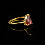 Garnet (Lal) Taşı 925 Ayar Gümüş Gold Kaplama Bayan Yüzük - Görsel 2