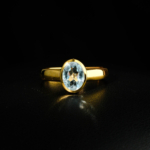 Blue Topaz Taşı 925 Ayar Gümüş Tasarımlı Gold Kaplama Bayan Yüzük - Görsel 5