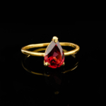 Garnet (Lal) Taşı 925 Ayar Gümüş Gold Kaplama Bayan Yüzük - Görsel 4