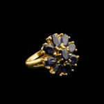 Safir Taşı 925 Ayar Gümüş Gold Kaplama Bayan Yüzük - Görsel 4
