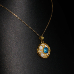 Topaz, Sedef ve Swarovski Taşı 925 Ayar Gümüş Kadın Kolye - Görsel 4