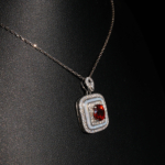 Orijinal Turuncu Safir, Sedef ve Swarovski Taşı 925 Ayar Gümüş Tasarımlı Kadın Kolye - Görsel 2
