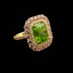 Özel Tasarım Zebercet, Pembe Mozanite (Laboruvar İşlemli) ve Swarovski Taşı 925 Ayar Gümüş Tasarım Gold Kadın Yüzük - Görsel 4