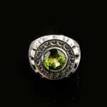 Orijinal Zebercet (Peridot) Taşı 925 Ayar Gümüş Tasarımlı El İşçiliği Erkek Yüzük - Görsel 2