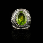 Orijinal Zebercet (Peridot) Taşı 925 Ayar Gümüş Tasarımlı El İşçiliği Erkek Yüzük - Görsel 2