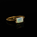 Opal Taşı 925 Ayar Gümüş Gold Kaplama Bayan Yüzük - Görsel 3