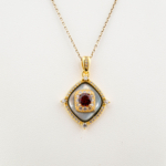 Garnet, Sedef ve Swarovski Taşı 925 Ayar Gümüş Tasarımlı Bayan Kolye - Görsel 4