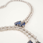 Orijinal safir Doğal Taş Swarovski Süslemeli 925 Ayar Gümüş Bayan Kolye (Gerdanlık) - Görsel 6