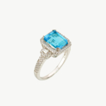 Swiss Blue Topaz Taşı 925 Ayar Gümüş Tasarım Kadın Yüzük - Görsel 6