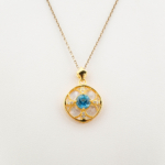 Topaz, Sedef ve Swarovski Taşı 925 Ayar Gümüş Kadın Kolye - Görsel 3