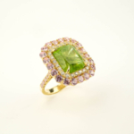 Özel Tasarım Zebercet, Pembe Mozanite (Laboruvar İşlemli) ve Swarovski Taşı 925 Ayar Gümüş Tasarım Gold Kadın Yüzük - Görsel 6