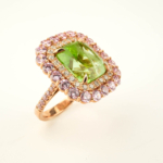 Özel Tasarım Zebercet, Pembe Mozanite (Laboruvar İşlemli) ve Swarovski Taşı 925 Ayar Gümüş Tasarım Rose Kadın Yüzük - Görsel 6
