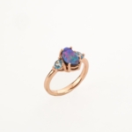 Orijinal Bodrial Opal ve Blue Topaz Taşı Rose Kaplama 925 Ayar Gümüş Yüzük - Görsel 7