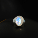 Orijinal Ay Taşı ve Blue Topaz Taşı 925 Ayar Gümüş Tasarım Yüzük - Görsel 5