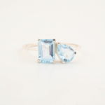 Orijinal Blue Topaz Taşı 925 Ayar Gümüş Tasarımlı Bayan Yüzük - Görsel 4
