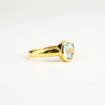 Blue Topaz Taşı 925 Ayar Gümüş Tasarımlı Gold Kaplama Bayan Yüzük - Görsel 2