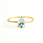 Blue Topaz Taşı 925 Ayar Gümüş Gold Kaplama Bayan Yüzük - Görsel 4