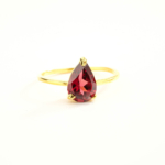 Garnet (Lal) Taşı 925 Ayar Gümüş Gold Kaplama Bayan Yüzük - Görsel 5
