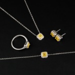 Orijinal Sarı Safir Taşı 925 Ayar Gümüş Tasarımlı Bayan Set - Görsel 7