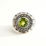 Orijinal Zebercet (Peridot) Taşı 925 Ayar Gümüş Tasarımlı El İşçiliği Erkek Yüzük - Görsel 3