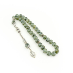 5A Kalite Prehnite Doğal Taş 33'lü Gümüş Tesbih (8mm) - Görsel 2