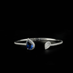 Swarovski Taş Süslemeli Safir Doğal Taş Gümüş Kelepçe Bileklik (3,70ct) - Görsel 5