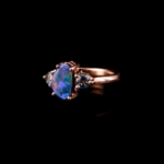 Orijinal Bodrial Opal ve Blue Topaz Taşı Rose Kaplama 925 Ayar Gümüş Yüzük - Görsel 6