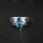Orijinal Blue Topaz Taşı 925 Ayar Gümüş Tasarımlı Unisex Yüzük - Görsel 5