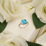 Swiss Blue Topaz Taşı 925 Ayar Gümüş Tasarım Kadın Yüzük