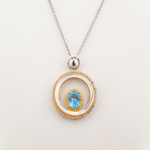 Orijinal Topaz, Sedef ve Swarovski Taşı 925 Ayar Gümüş Tasarımlı Kadın Kolye - Görsel 5