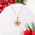 Topaz, Sedef ve Swarovski Taşı 925 Ayar Gümüş Kadın Kolye