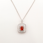 Orijinal Turuncu Safir, Sedef ve Swarovski Taşı 925 Ayar Gümüş Tasarımlı Kadın Kolye - Görsel 5