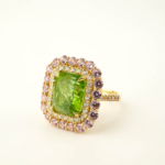 Özel Tasarım Zebercet, Pembe Mozanite (Laboruvar İşlemli) ve Swarovski Taşı 925 Ayar Gümüş Tasarım Gold Kadın Yüzük - Görsel 5