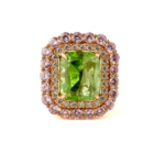 Özel Tasarım Zebercet, Pembe Mozanite (Laboruvar İşlemli) ve Swarovski Taşı 925 Ayar Gümüş Tasarım Rose Kadın Yüzük - Görsel 3